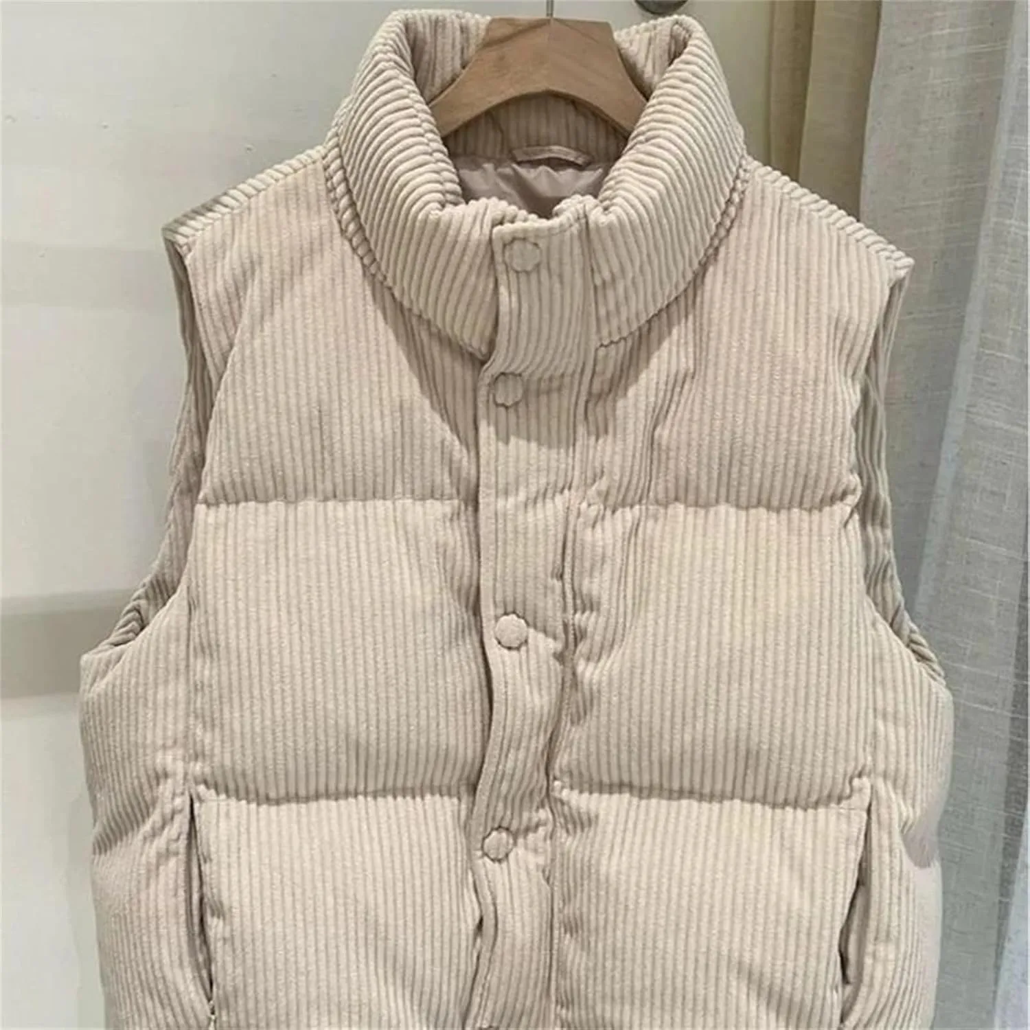 Women's Padded Cotton Vests - Solid Color Lightweight Warm Coat Down Jacket