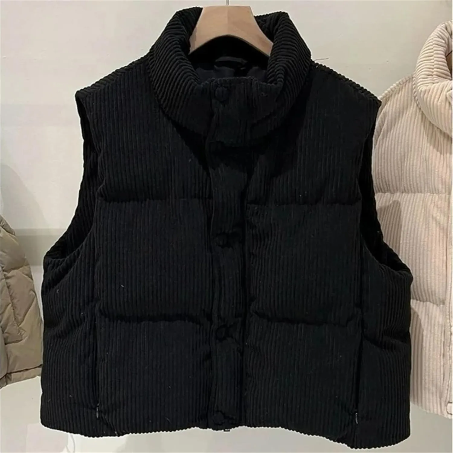 Women's Padded Cotton Vests - Solid Color Lightweight Warm Coat Down Jacket