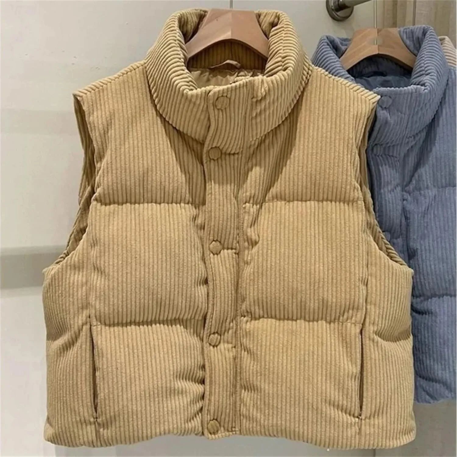 Women's Padded Cotton Vests - Solid Color Lightweight Warm Coat Down Jacket