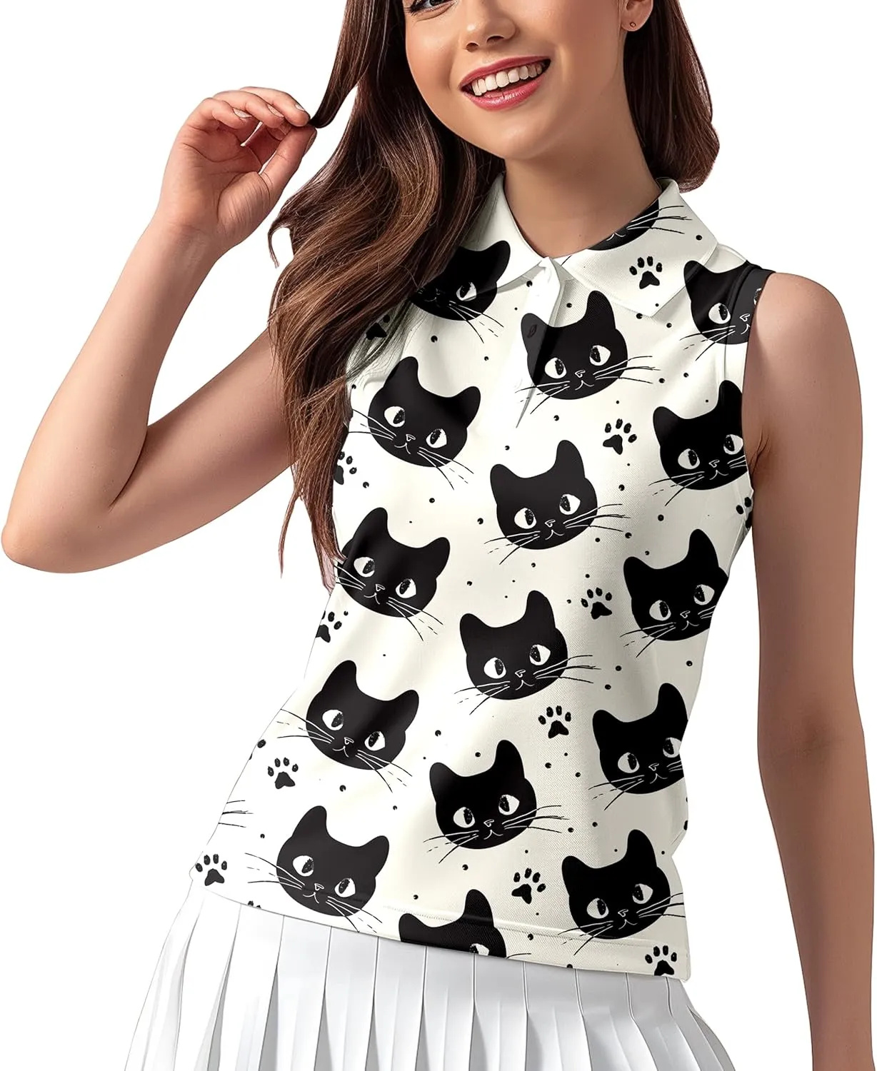 Women's Sleeveless Golf Shirts Funny Golf Shirts for Women Outfits Womens Golf Apparel Suitable for Yoga Tennis