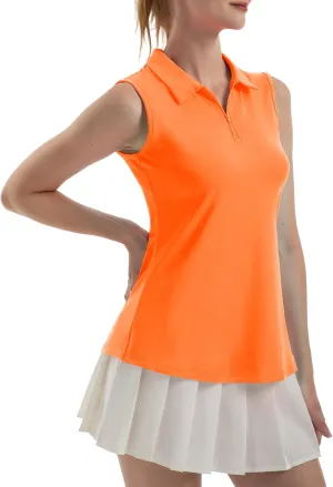 Women's Sleeveless Polo Golf Tennis Shirt Tank Tops T-Shirts V-Neck with Collar Quick Dry Workout Athletic