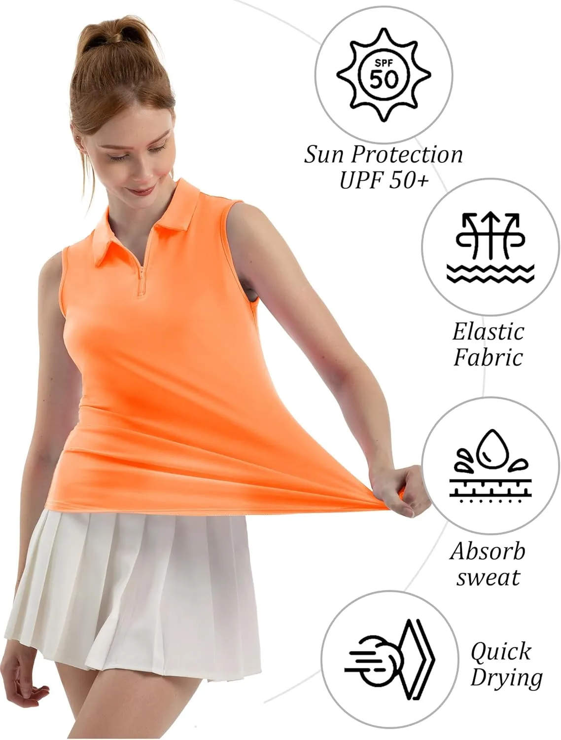 Women's Sleeveless Polo Golf Tennis Shirt Tank Tops T-Shirts V-Neck with Collar Quick Dry Workout Athletic
