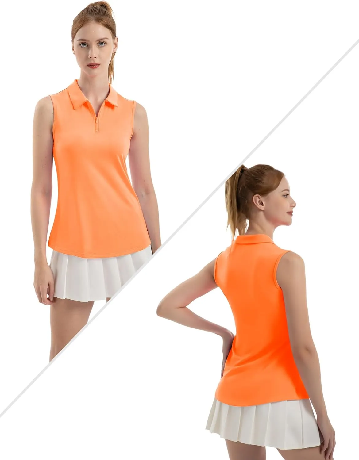 Women's Sleeveless Polo Golf Tennis Shirt Tank Tops T-Shirts V-Neck with Collar Quick Dry Workout Athletic