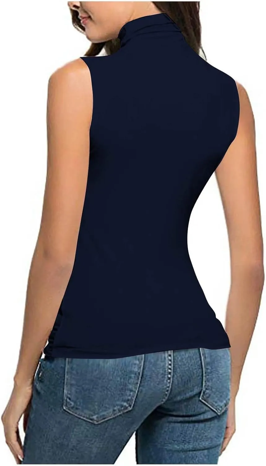 Womens Sleeveless Turtleneck Tops Plus Size Mock High Neck Tank Tops 2025 Slim Fitted Undershirt Basic Layer Tee
