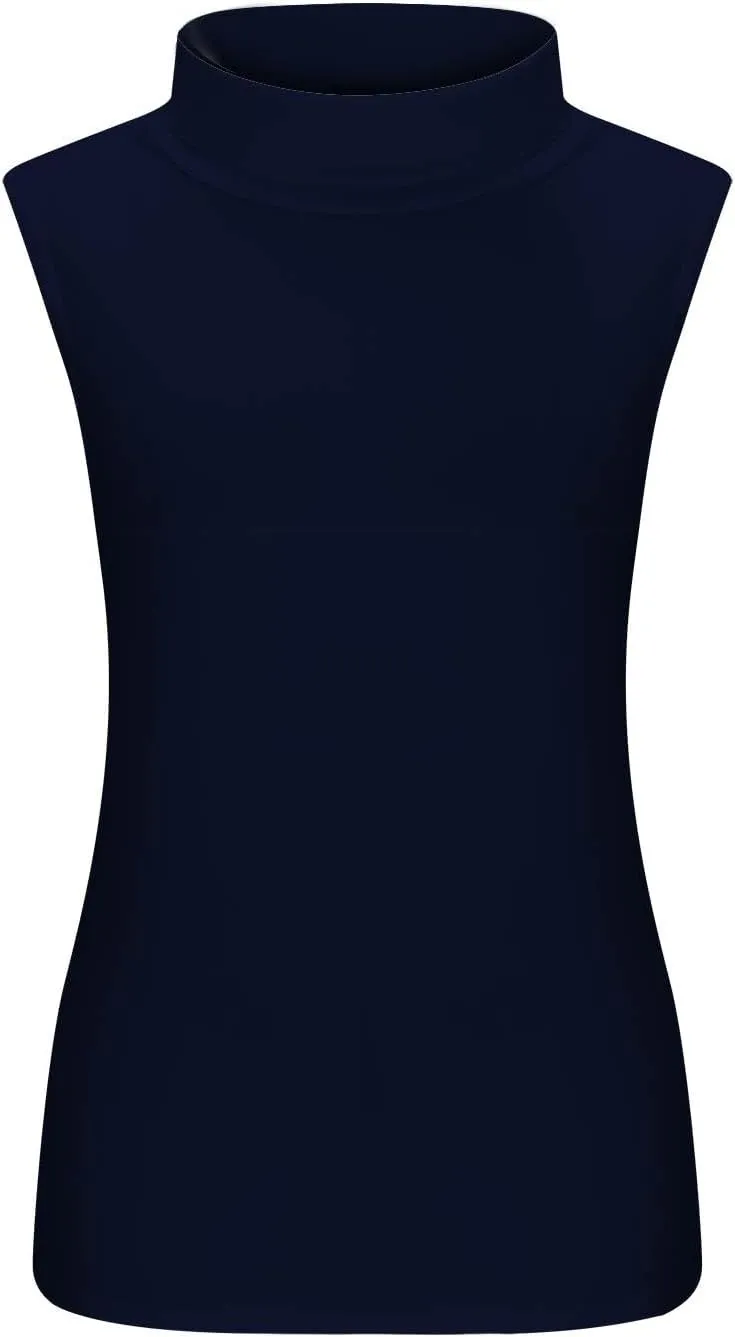 Womens Sleeveless Turtleneck Tops Plus Size Mock High Neck Tank Tops 2025 Slim Fitted Undershirt Basic Layer Tee