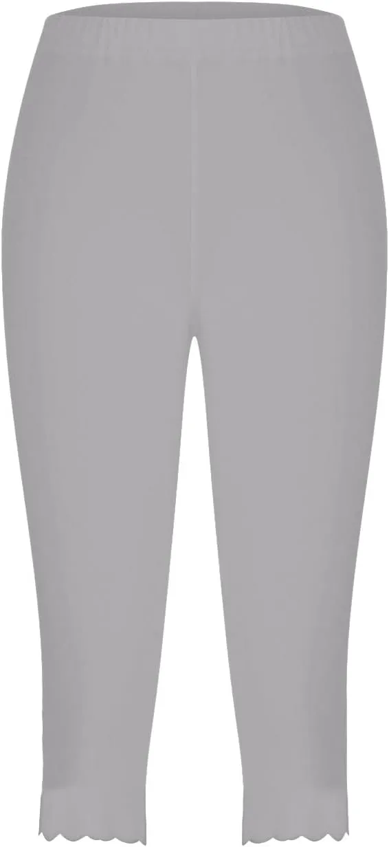 Womens Summer Casual Capri Pants Elastic High Waist Cropped Trousers Slim Fit Straight Leg Joggers Workout Yoga