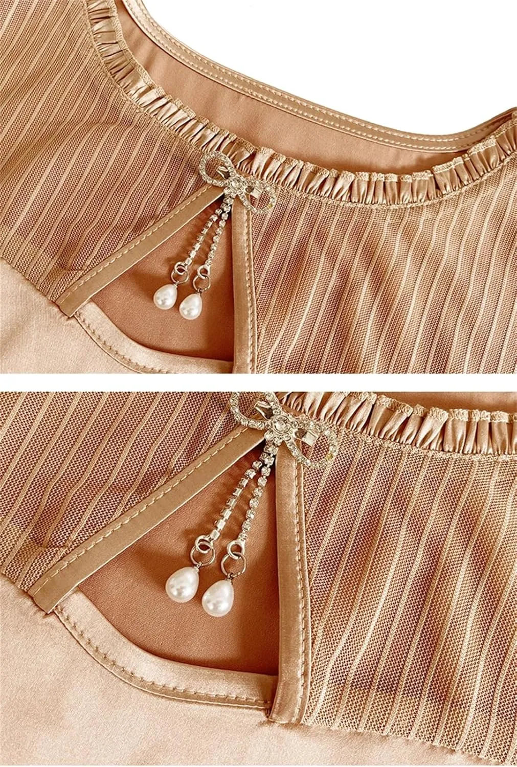 Women's Summer Tank Top Sleeveless Silk Satin Shirt Round Neck Hollow Out Patchwork Camisole Vest