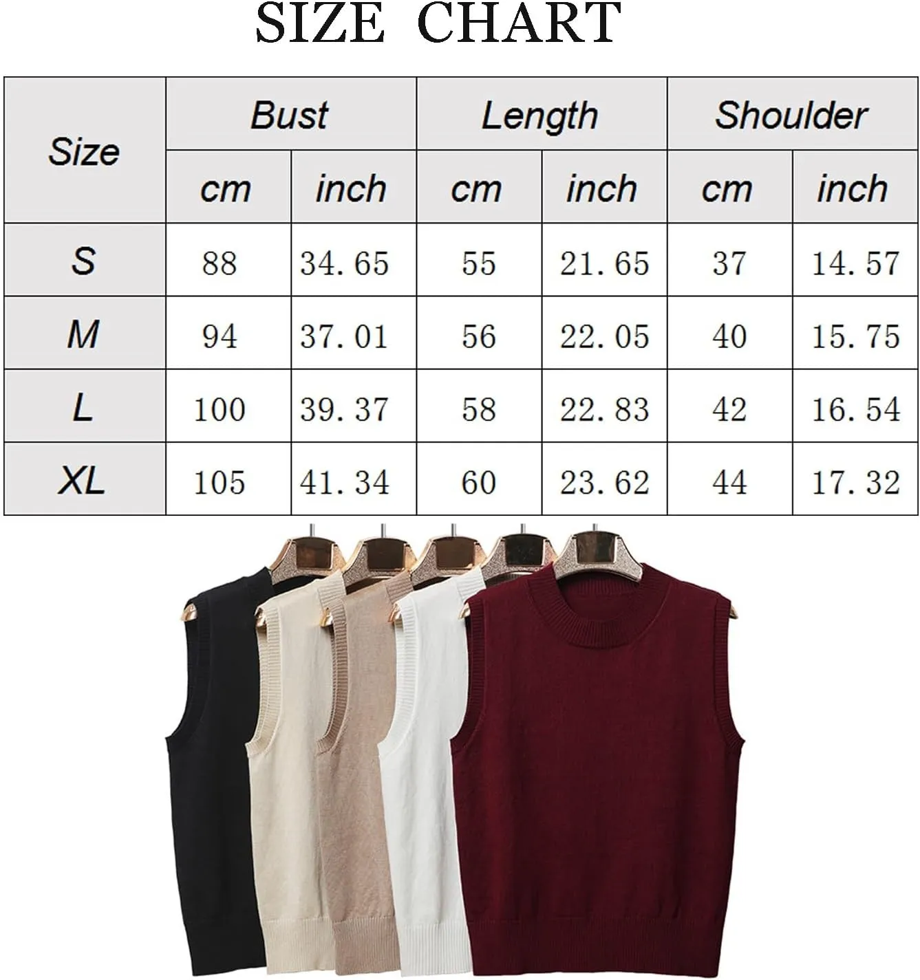 Women's Sweater Vest Crew Neck Sleeveless Pullover Sweater Classic Basic Solid Ribbed Knit Tank Tops