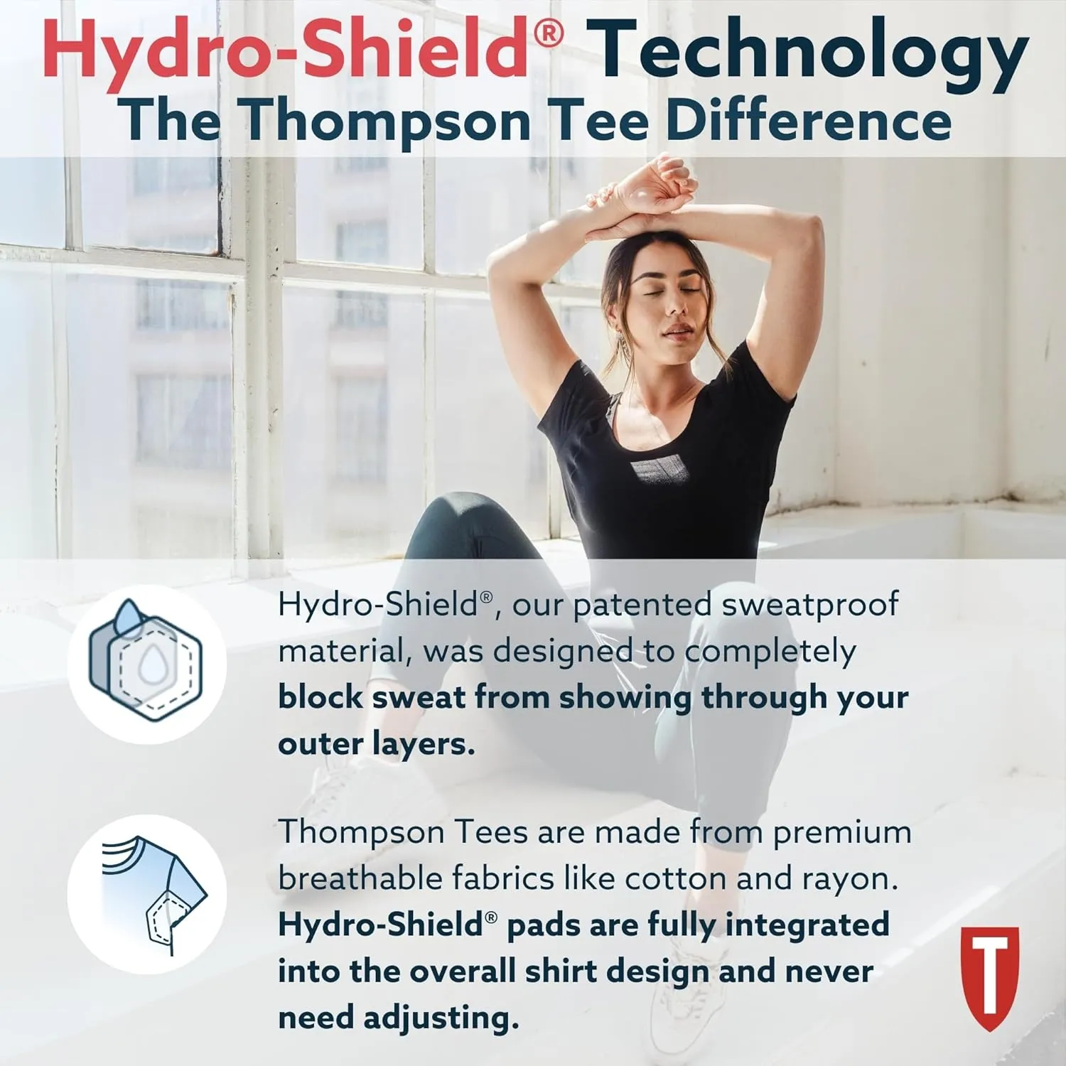 Women's Sweatproof Undershirt | Cotton Scoop Neck | Original Fit | with Sweat Pads
