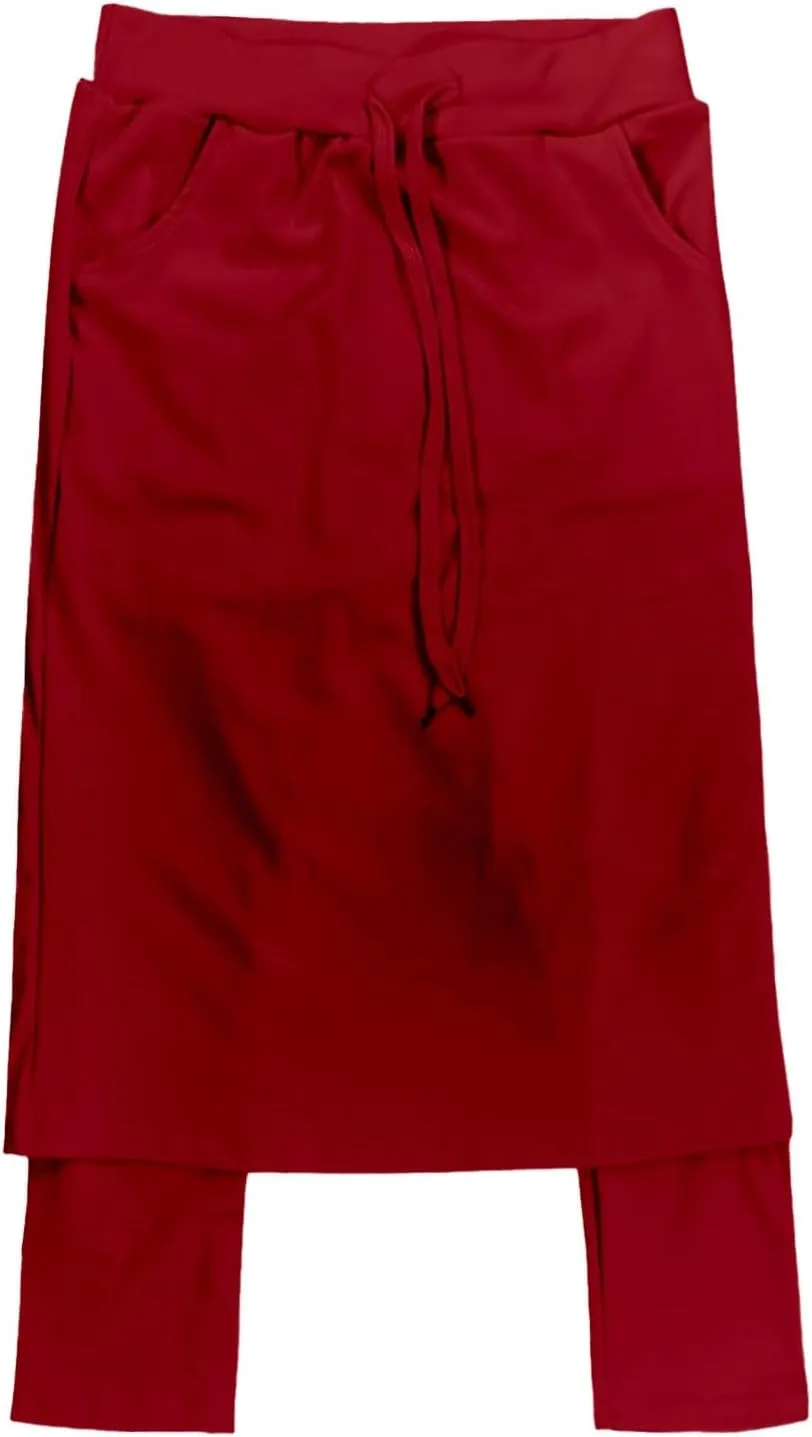Womens Tennis Skirts with Leggings Knee Length High Waisted Yoga Capri Pants Golf Long Skorts with Pockets