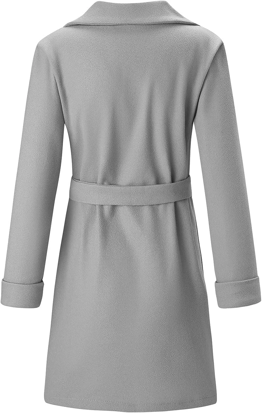 Women's Trench Coat Notch Lapel Thick Fall Winter Wrap Slim Fit Solid Wool Pea Coats Jacket with Belt (S-2XL)