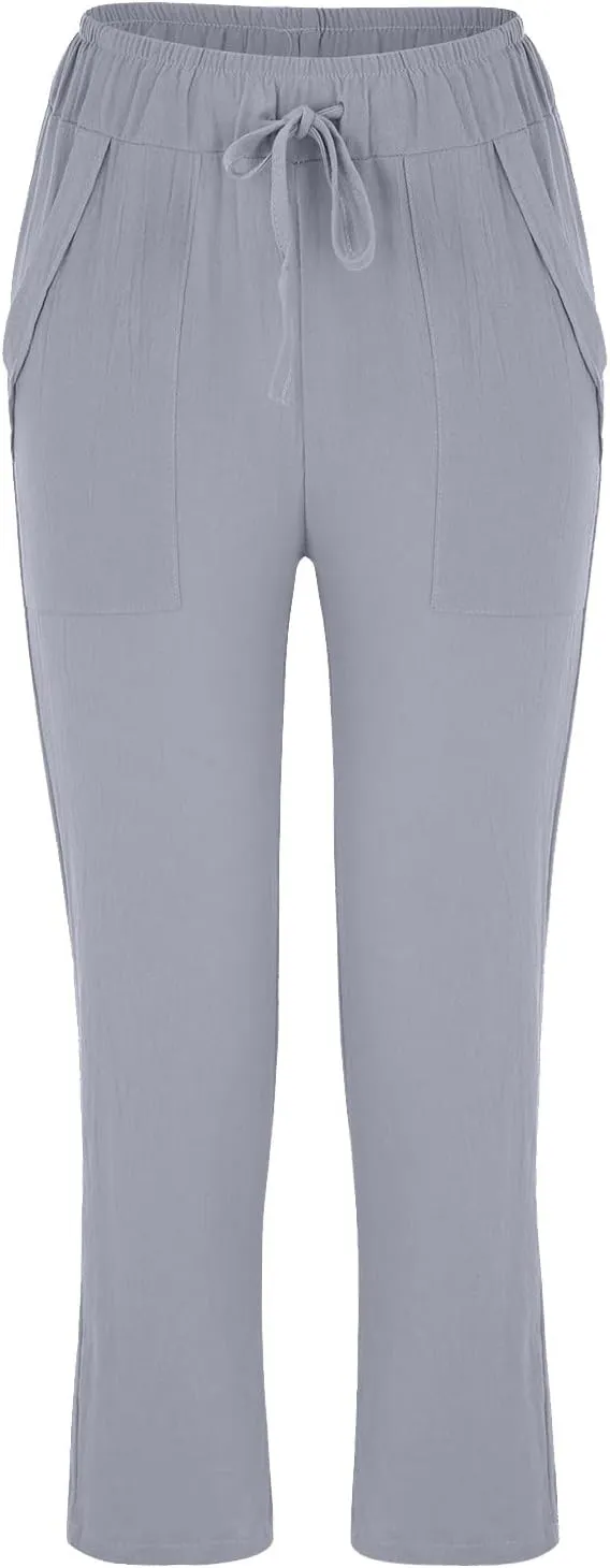 Women's Trousers Solid High Waist Pocket Loose Casual Trousers Flared Lace Pants Women Plus Size Pants Casual