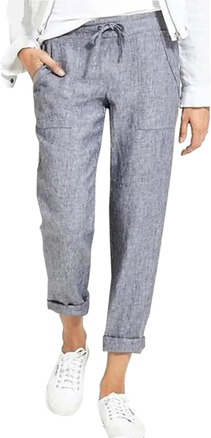 Women's Trousers Solid High Waist Pocket Loose Casual Trousers Flared Lace Pants Women Plus Size Pants Casual