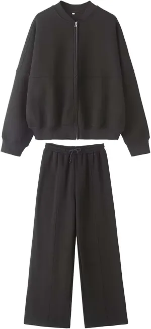 Women's Two Piece Tracksuit Fall Long Sleeve V Neck Graphic Shorts Sweatshirts and Wide Leg Pants