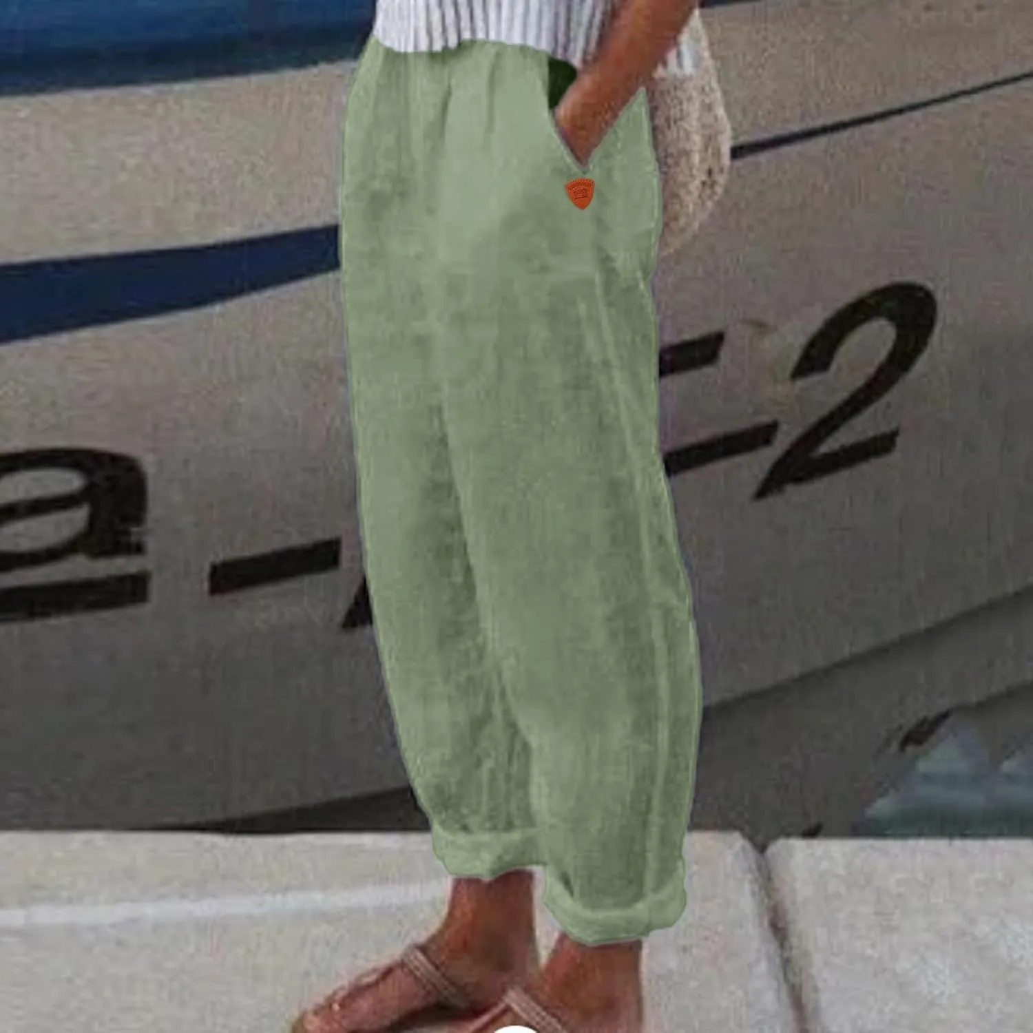 Womens Wide Leg Cotton Linen Pants Summer Casual High Waist Lightweight Lounge Slacks Oversized Beach Baggy Trousers