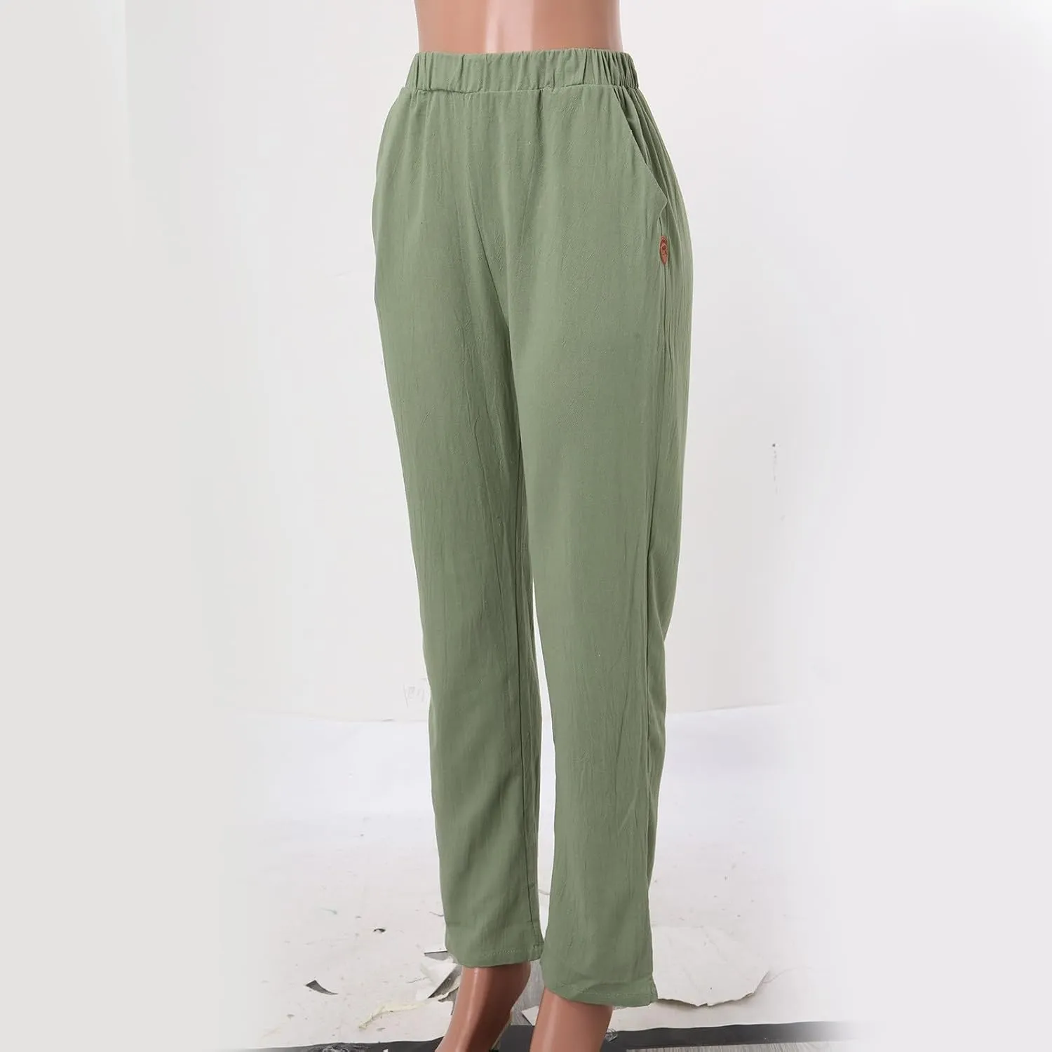 Womens Wide Leg Cotton Linen Pants Summer Casual High Waist Lightweight Lounge Slacks Oversized Beach Baggy Trousers