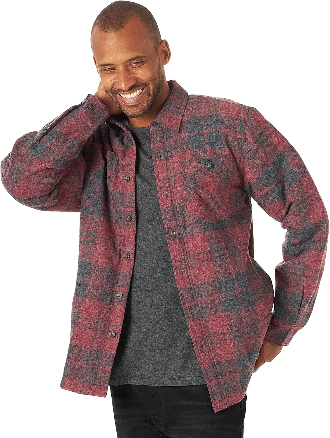 Wrangler Authentics Men's Long Sleeve Sherpa Lined Shirt Jacket