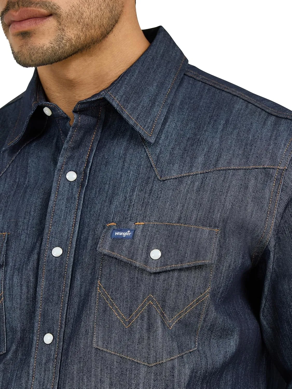 Wrangler Men's Premium Performance Advanced Comfort Cowboy Cut Long Sleeve Spread Collar Solid Shirt