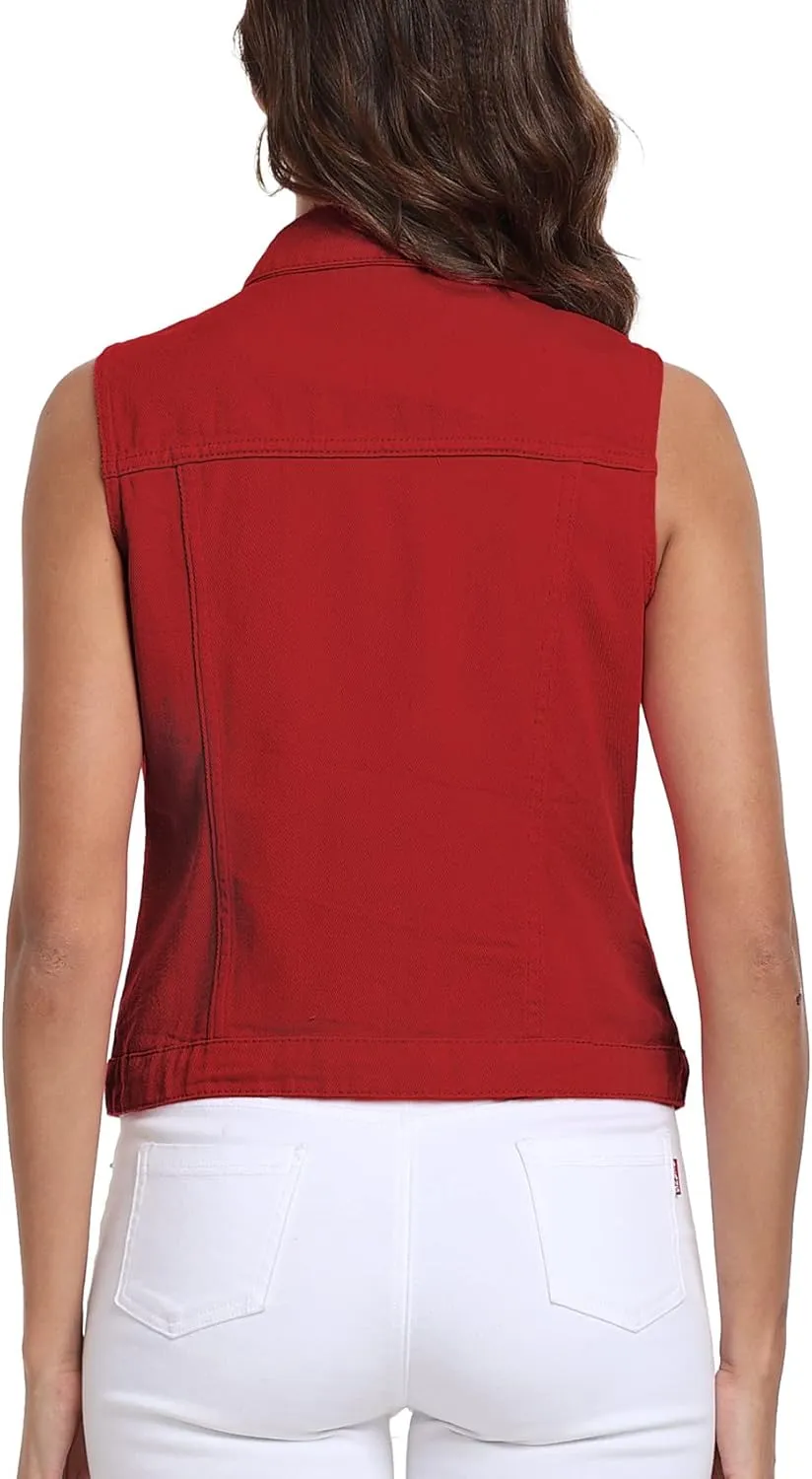 Xeoxarel Women's Denim Vest, Sleeveless Jean Jacket (XS-XXL)