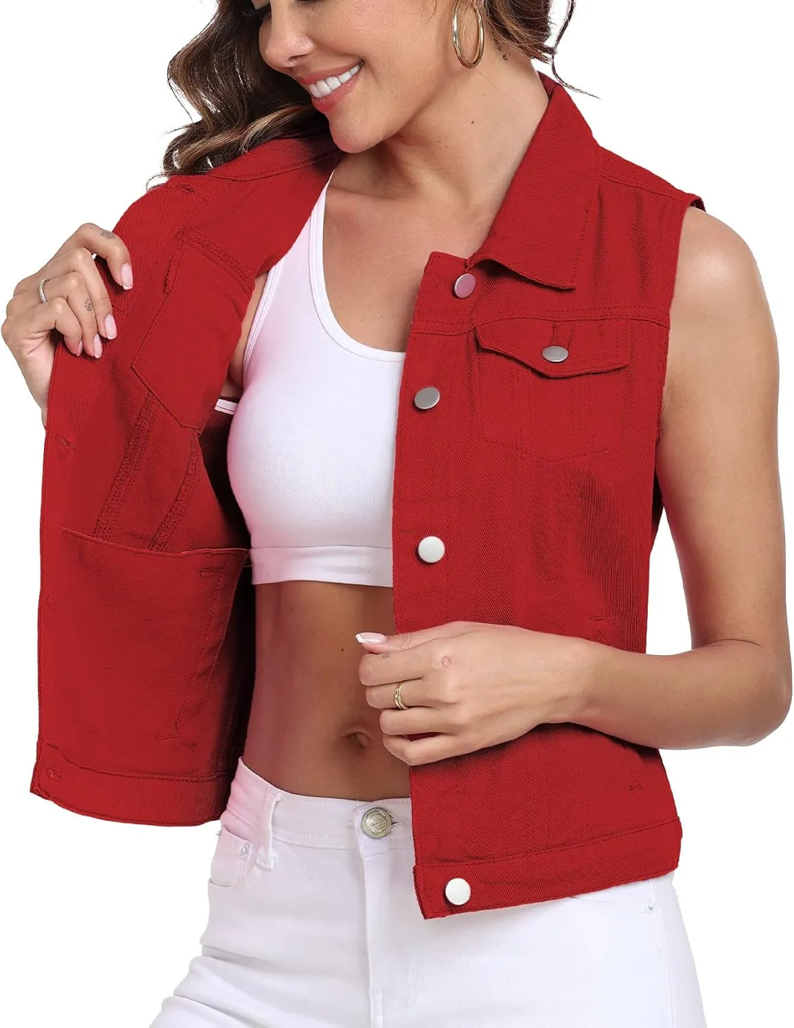 Xeoxarel Women's Denim Vest, Sleeveless Jean Jacket (XS-XXL)