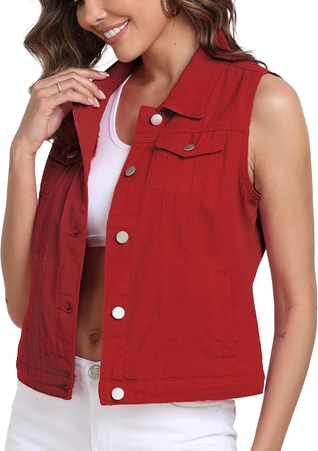 Xeoxarel Women's Denim Vest, Sleeveless Jean Jacket (XS-XXL)