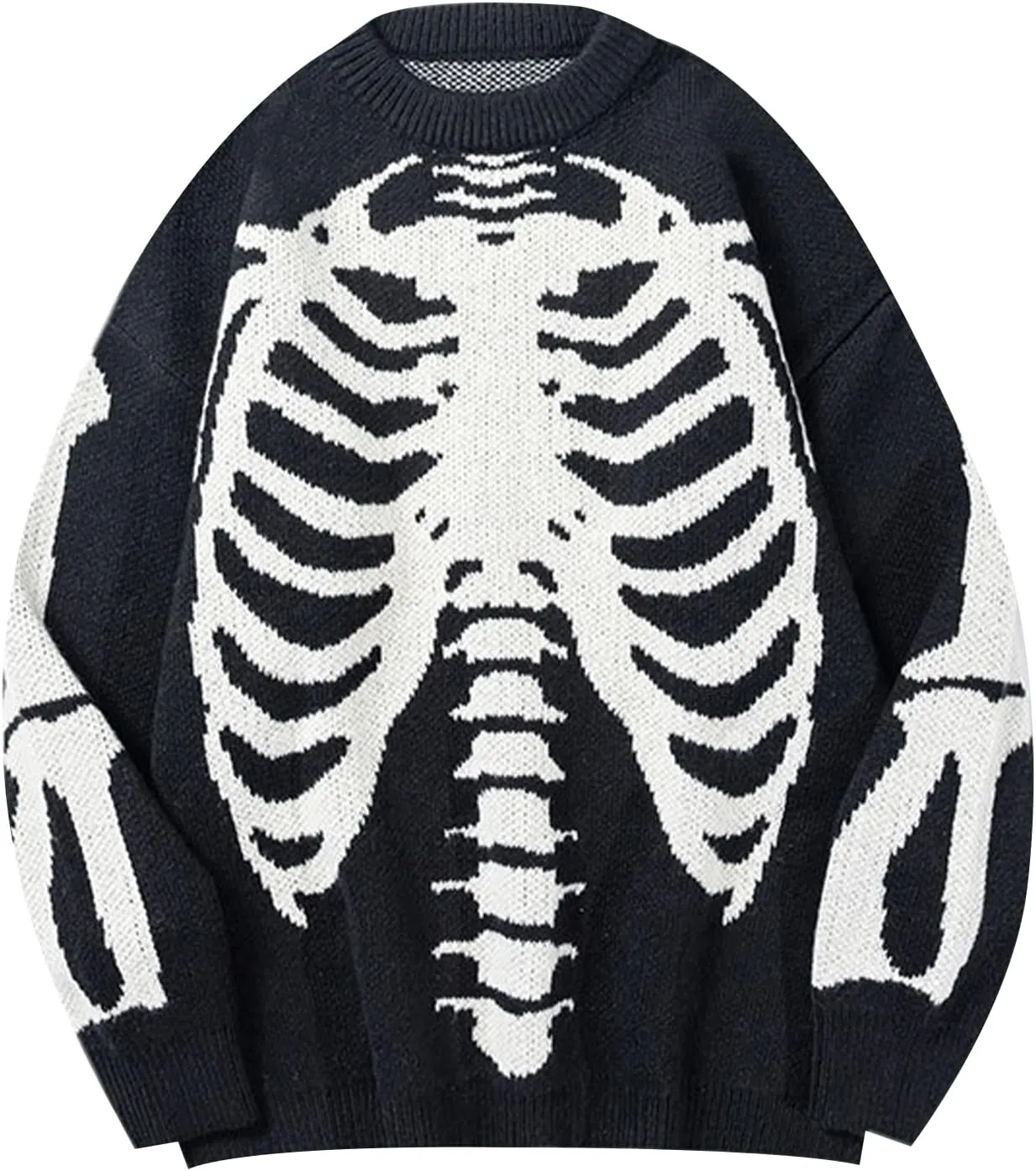 Yimoon Men Sweaters Oversized Graphic Casual Cable Knitted Jumper Pullover Cute Unisex Crewneck Retro Couple Tops