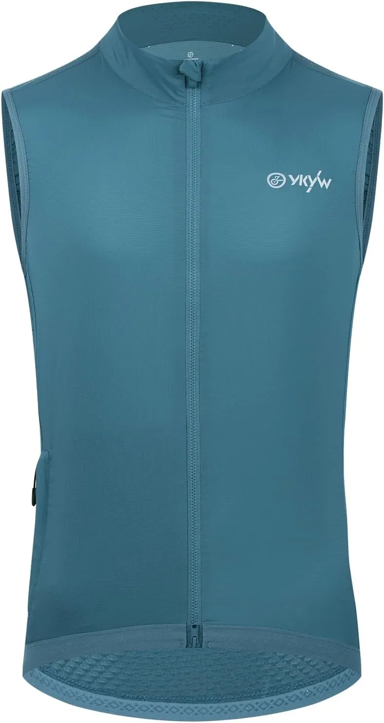 YKYWBIKE Cycling Vest for Men,Micro Softshell Windproof Bike Vest,Water Resistance Sleeveless Cycling Windbreaker