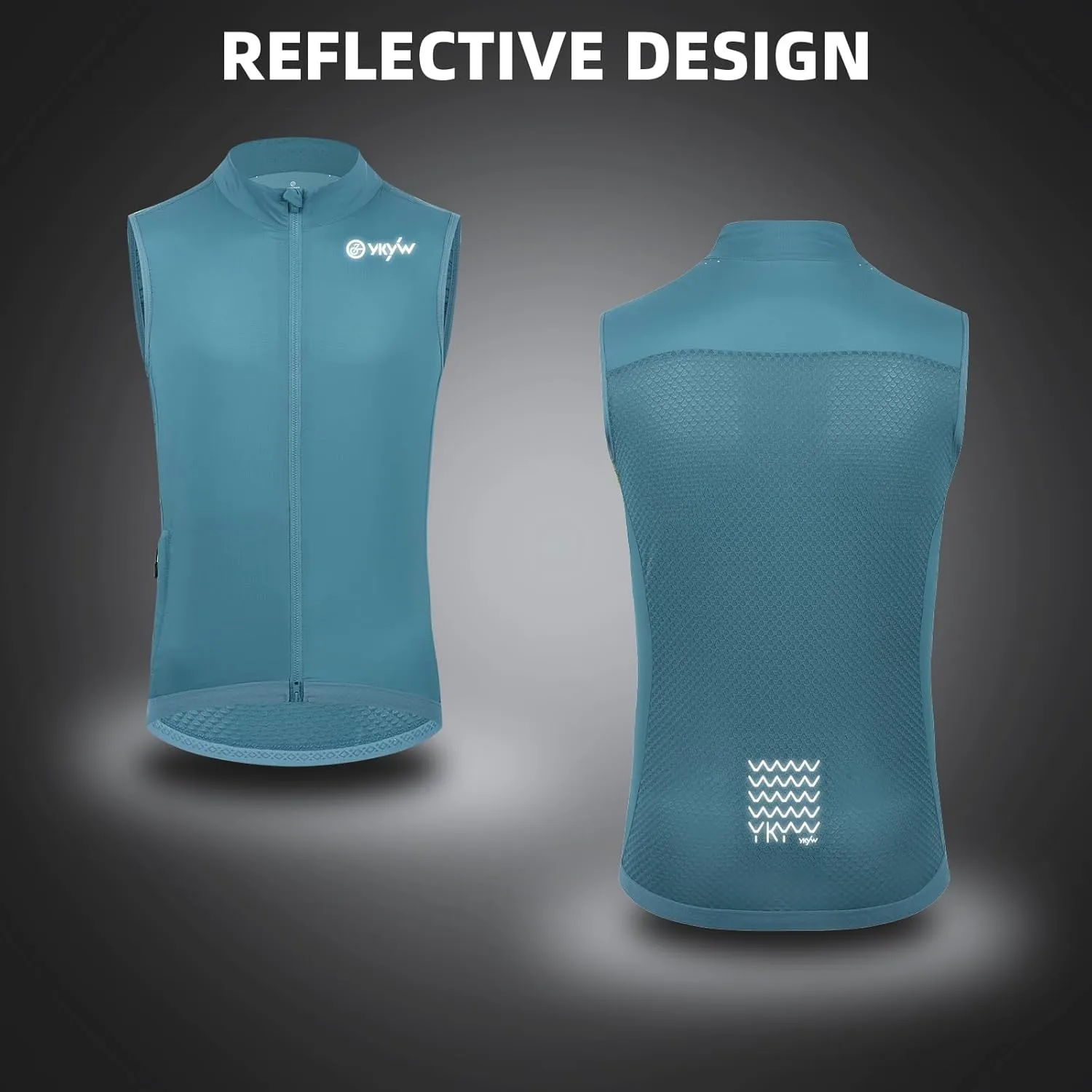 YKYWBIKE Cycling Vest for Men,Micro Softshell Windproof Bike Vest,Water Resistance Sleeveless Cycling Windbreaker