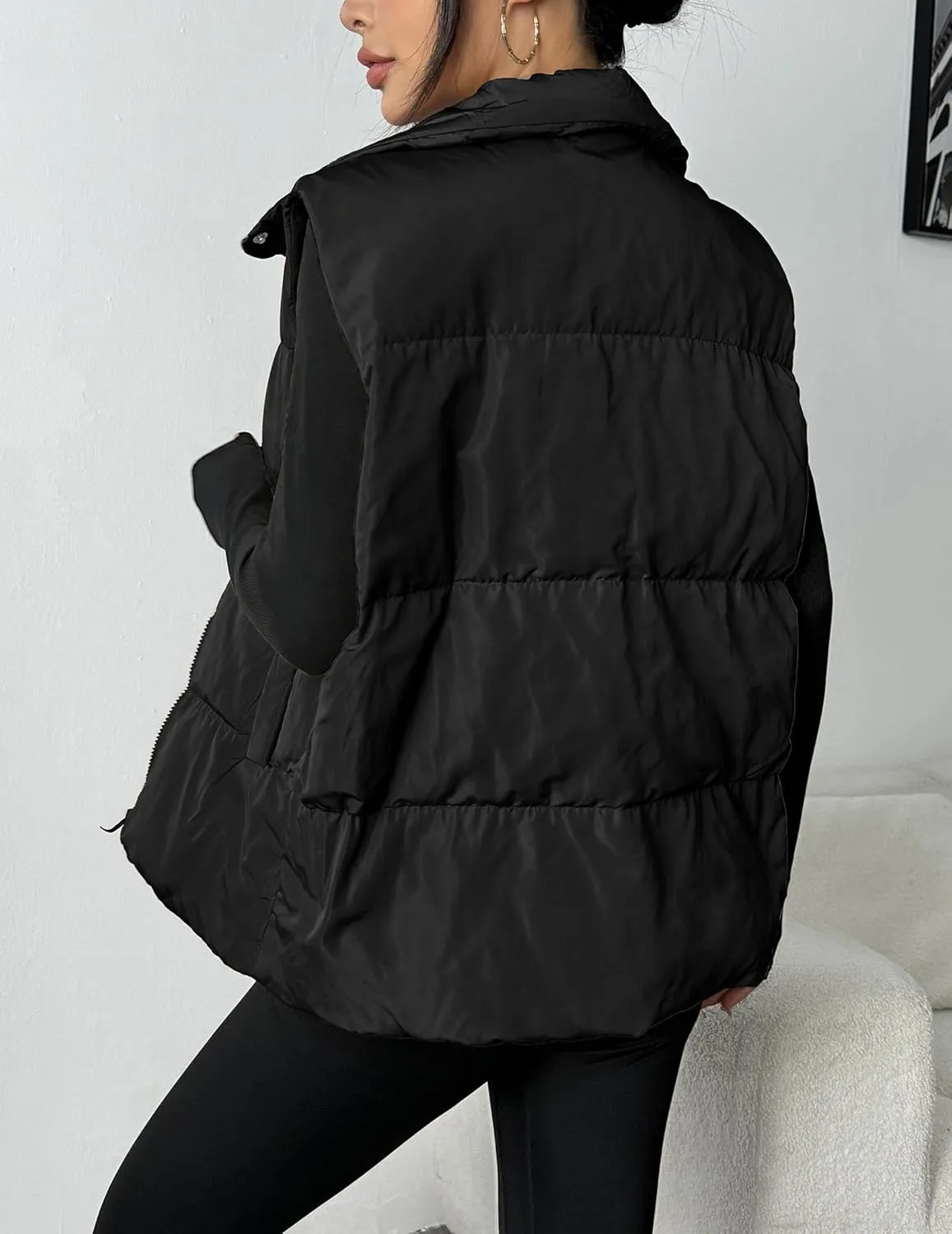 Zeagoo Women Puffer Vest Lightweight Stand Collar Sleeveless Winter Warm Zip Up Padded Outerwear Jackets with Pockets S-XXL