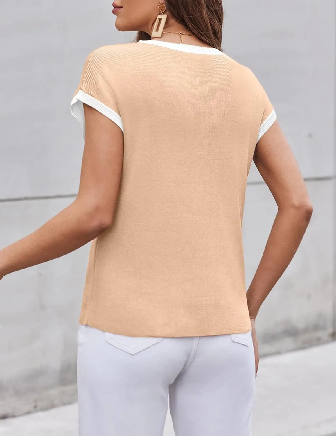 Zeagoo Womens Sweater Vest Fall 2025 Loose Fit Cape Sleeve Knit Ribbed Tank Tops with Front Pocket S-XXL