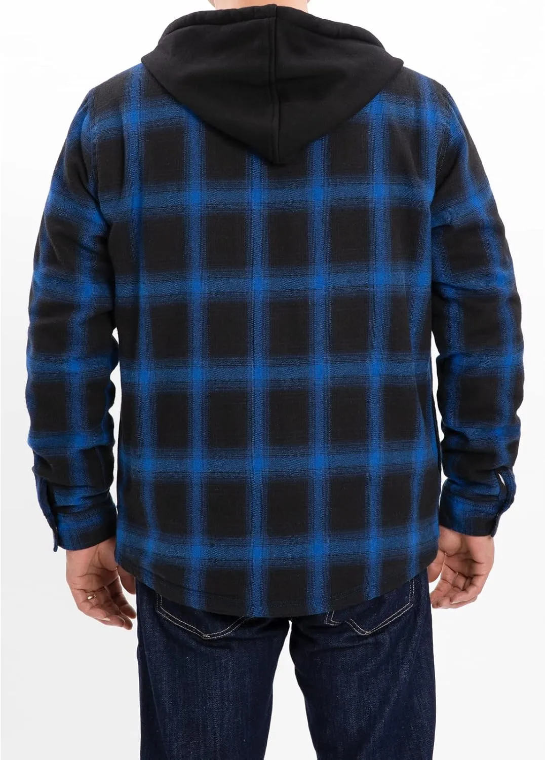 ZENTHACE Men's Sherpa Lined Full Zip Hooded Plaid Shirt Jacket