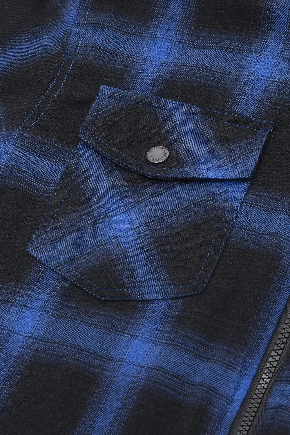 ZENTHACE Men's Sherpa Lined Full Zip Hooded Plaid Shirt Jacket